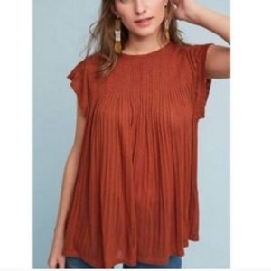 Akemi & Kin Anthropologie Short Sleeve Copper Colored Blouse Size Medium